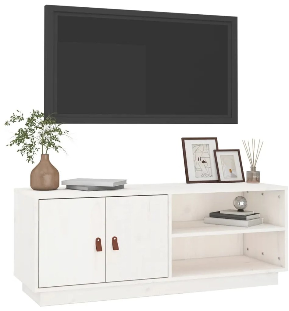 vidaXL Έπιπλο Τηλεόρασης Λευκό 105x34x40 εκ. από Μασίφ Ξύλο Πεύκου
