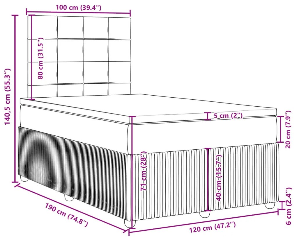 Κρεβάτι Boxspring με Στρώμα Σκούρο Πράσινο 120x190εκ. Βελούδινο - Πράσινο