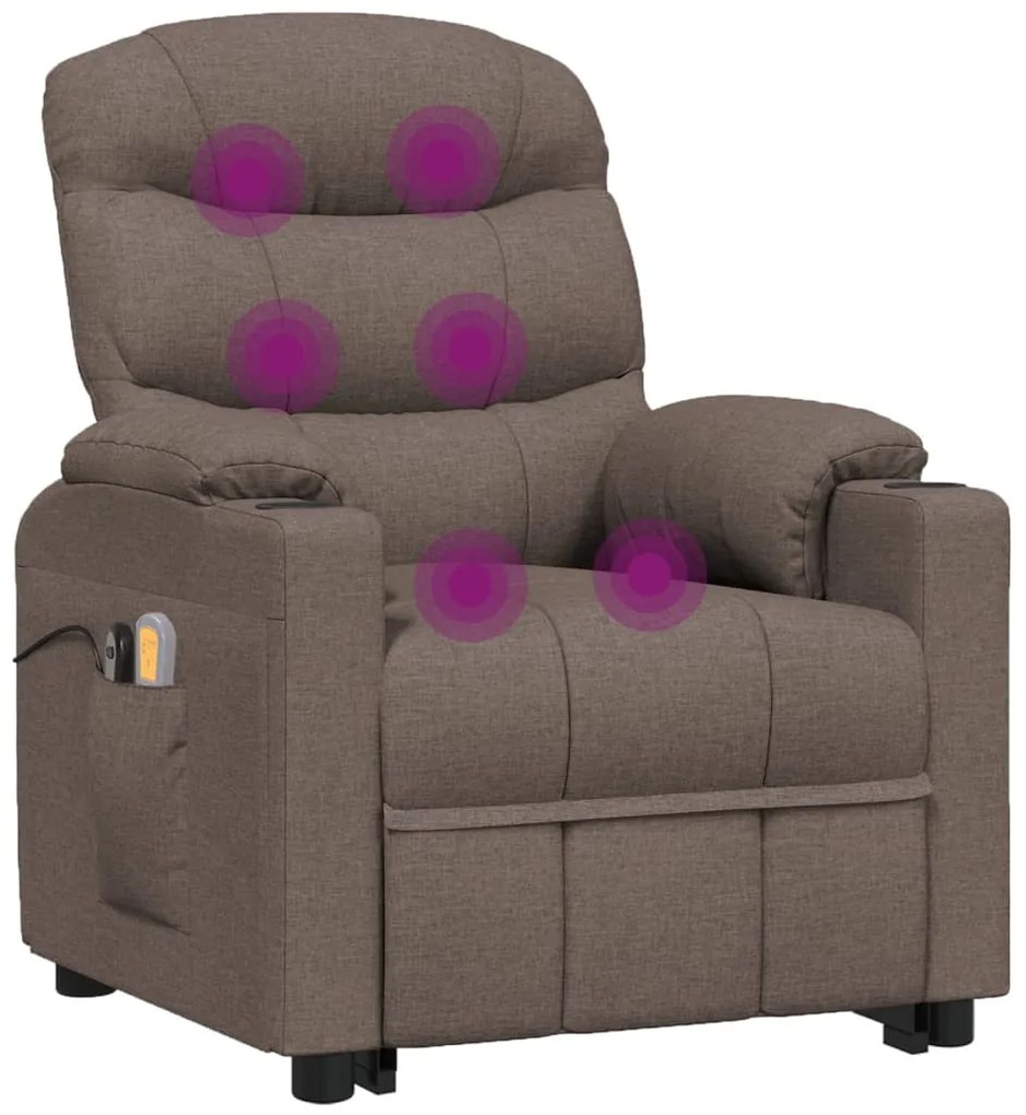 vidaXL Πολυθρόνα Μασάζ με Ανύψωση Taupe Υφασμάτινη