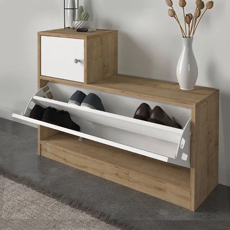 Έπιπλο εισόδου Galina Megapap χρώμα sapphire oak - λευκό 91,8x27x70εκ.