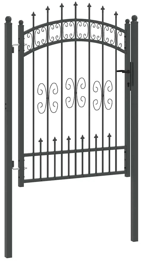 vidaXL Πύλη Φράχτη με Στρογγυλή Κορυφή Γκρι 103 x 175 cm Ατσάλι