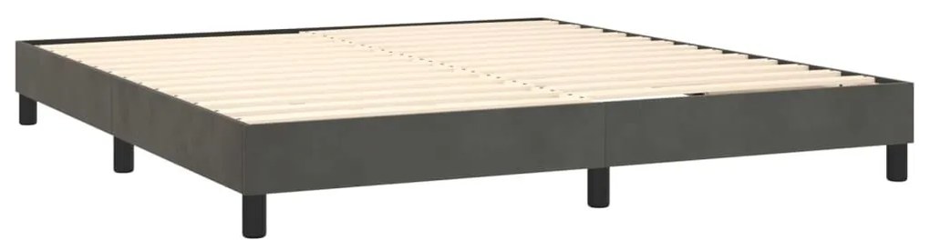 Κρεβάτι Boxspring με Στρώμα &amp; LED Σκ. Γκρι 180x200εκ. Βελούδινο - Γκρι