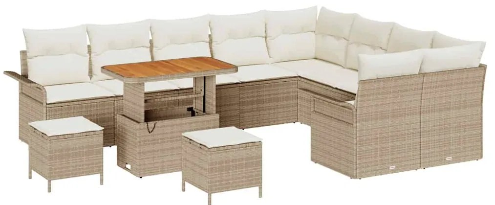 vidaXL Σετ Καναπέ Κήπου με μαξιλάρι 12 pcs Μπεζ, Κρέμα 90 x 55 x 71 cm