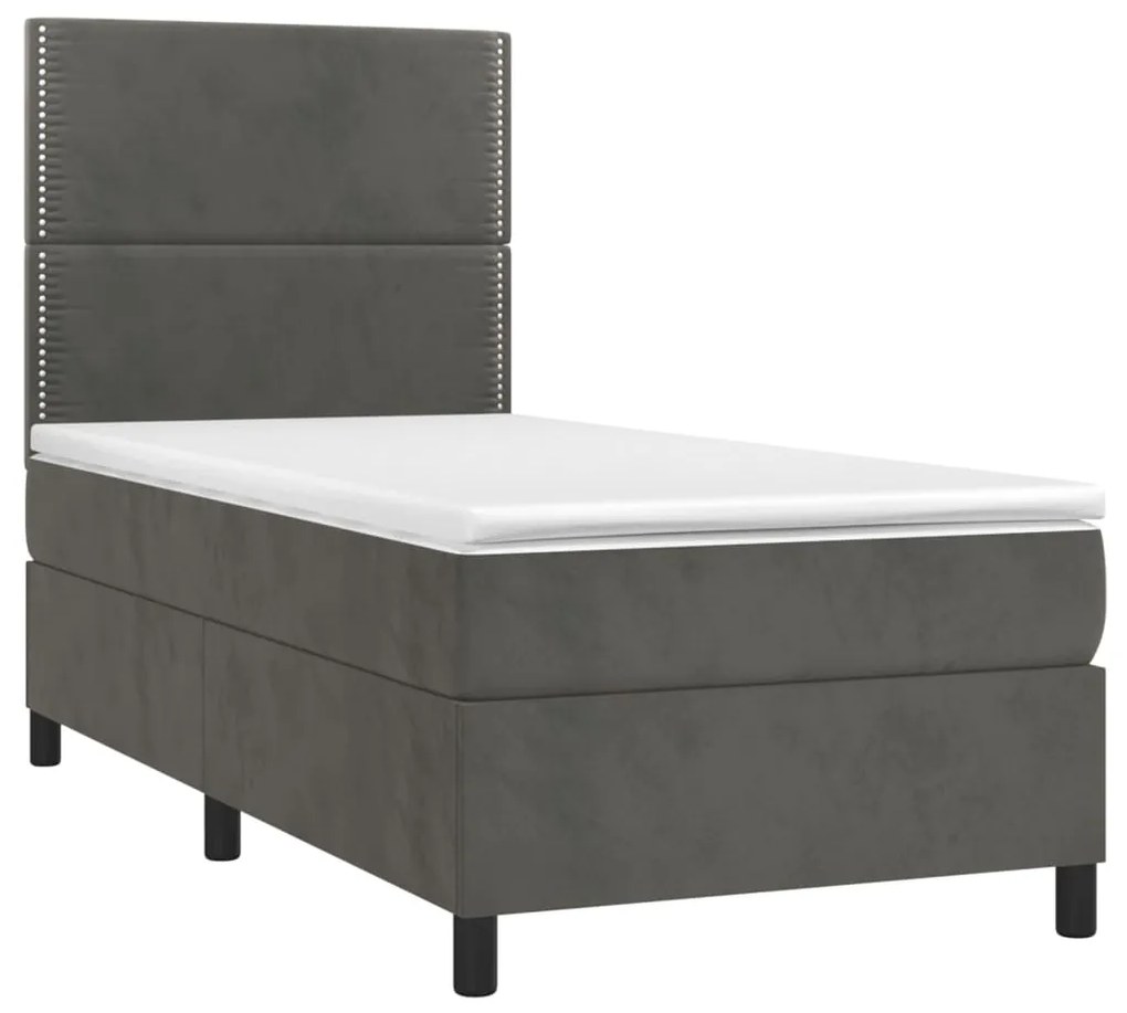 vidaXL Κρεβάτι Boxspring με Στρώμα Σκούρο Γκρι 80x200 εκ. Βελούδινο