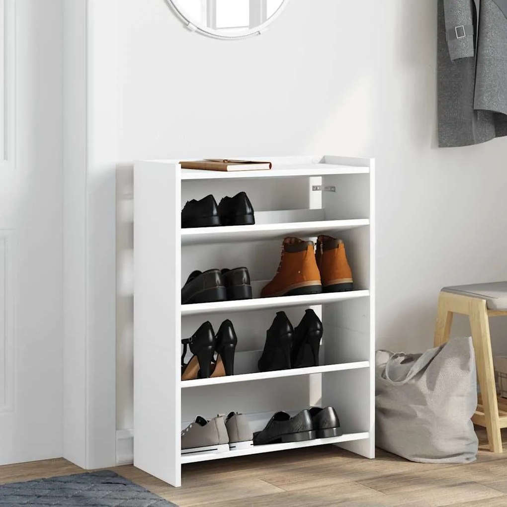 Ράφι παπουτσιών Λευκό 60x25x81 cm Κατασκευασμένο ξύλο - Λευκό