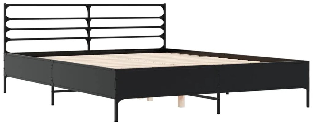 vidaXL Πλαίσιο Κρεβατιού Μαύρο 160 x 200 εκ. Επεξ. Ξύλο &amp; Μέταλλο