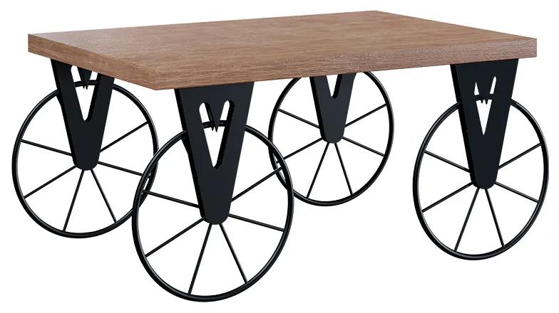 Τραπέζι σαλονιού Bike pakoworld χρώμα μαύρο-καρυδί 85x55x41εκ Model: 120-000049