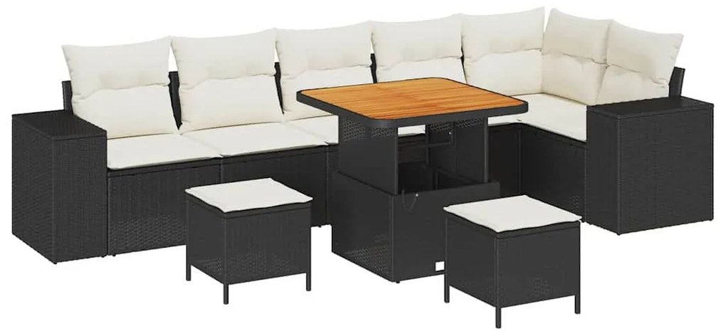 vidaXL Σετ Καναπέ Κήπου 9 pcs Μαύρο συνθετικό ρατάν