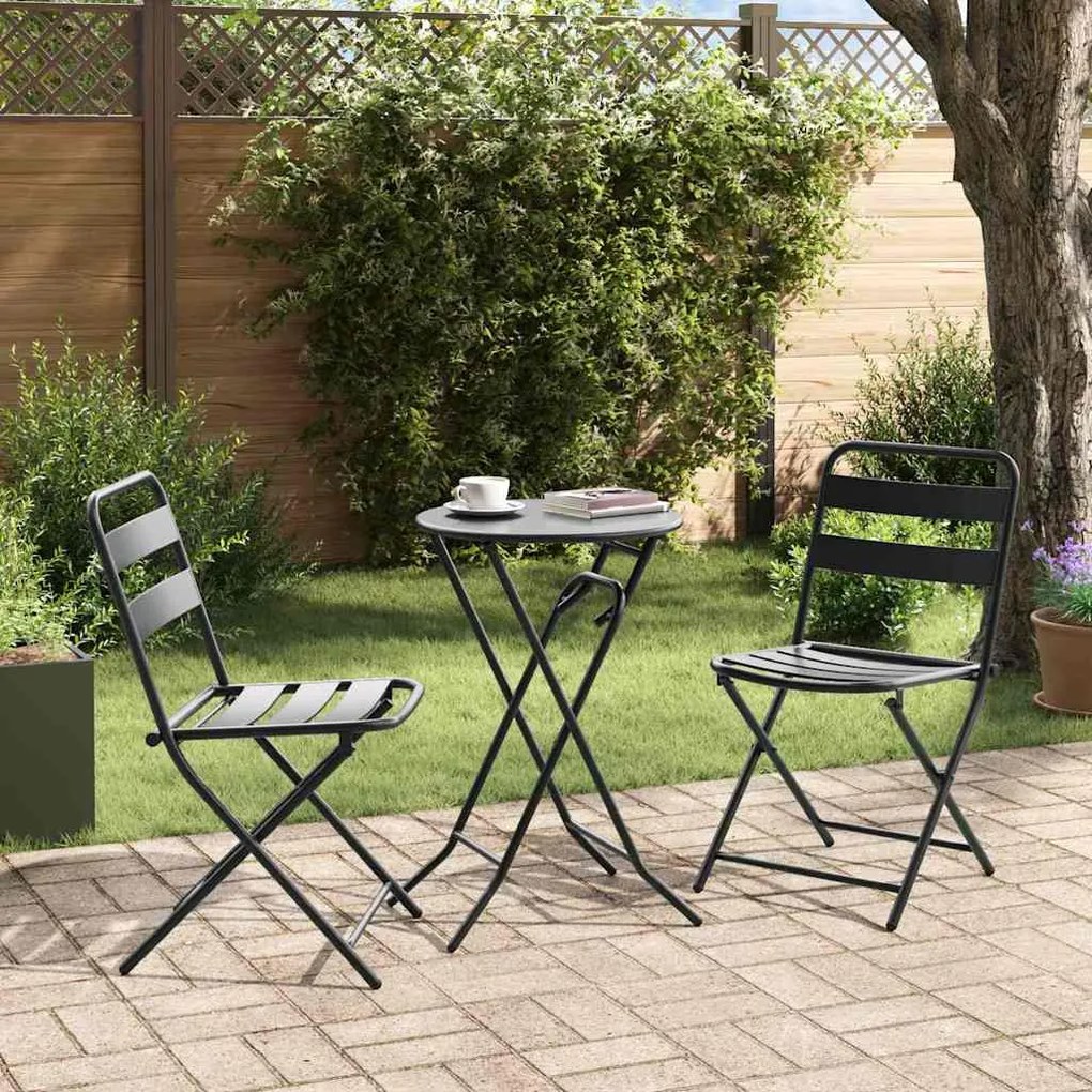 vidaXL Σετ μπιστρό 3 pcs Ανθρακί Ατσάλι