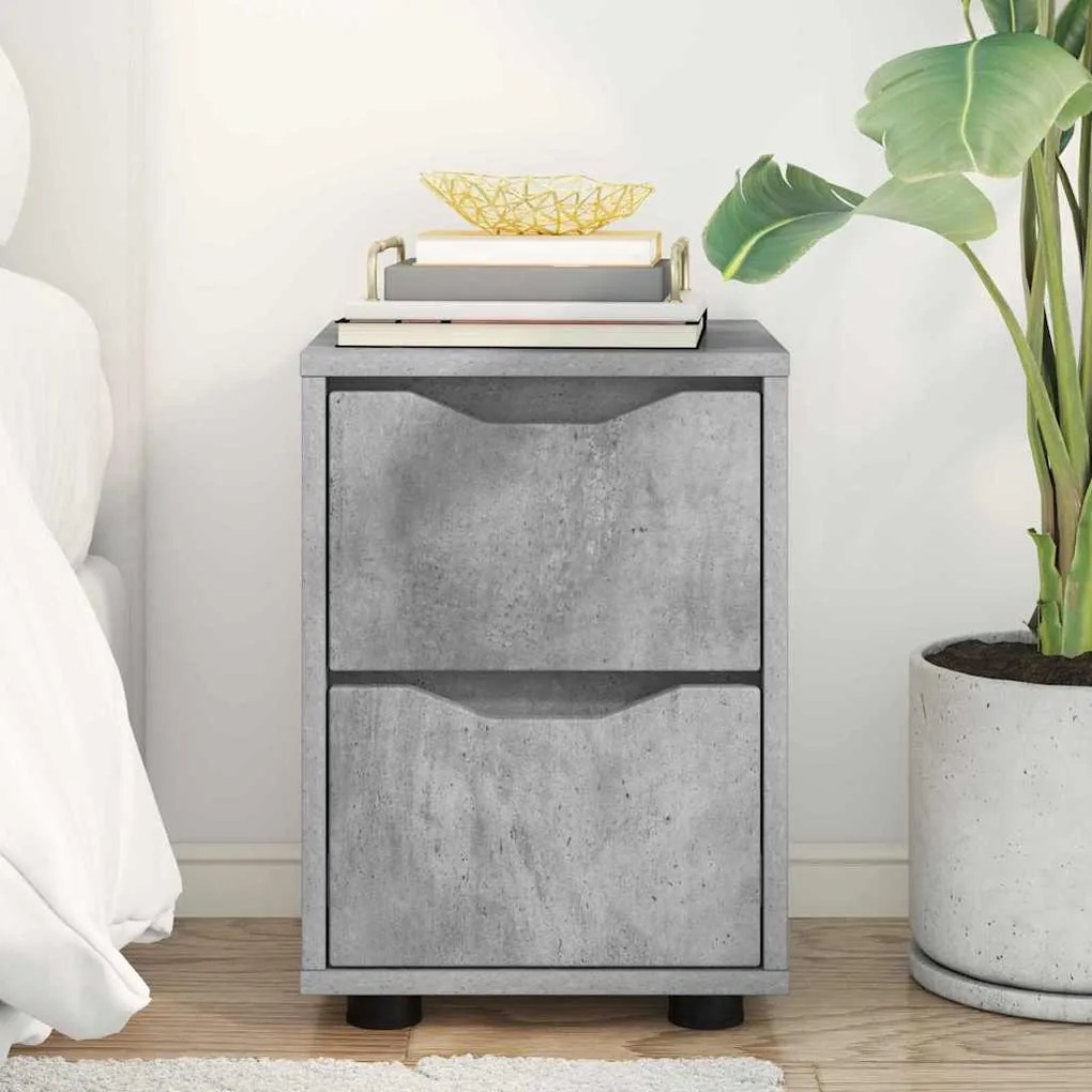 vidaXL Κομοδίνο Σκυρόδεμα Γκρι 30,5 x 30 x 43 εκ Επεξεργασμένο ξύλο