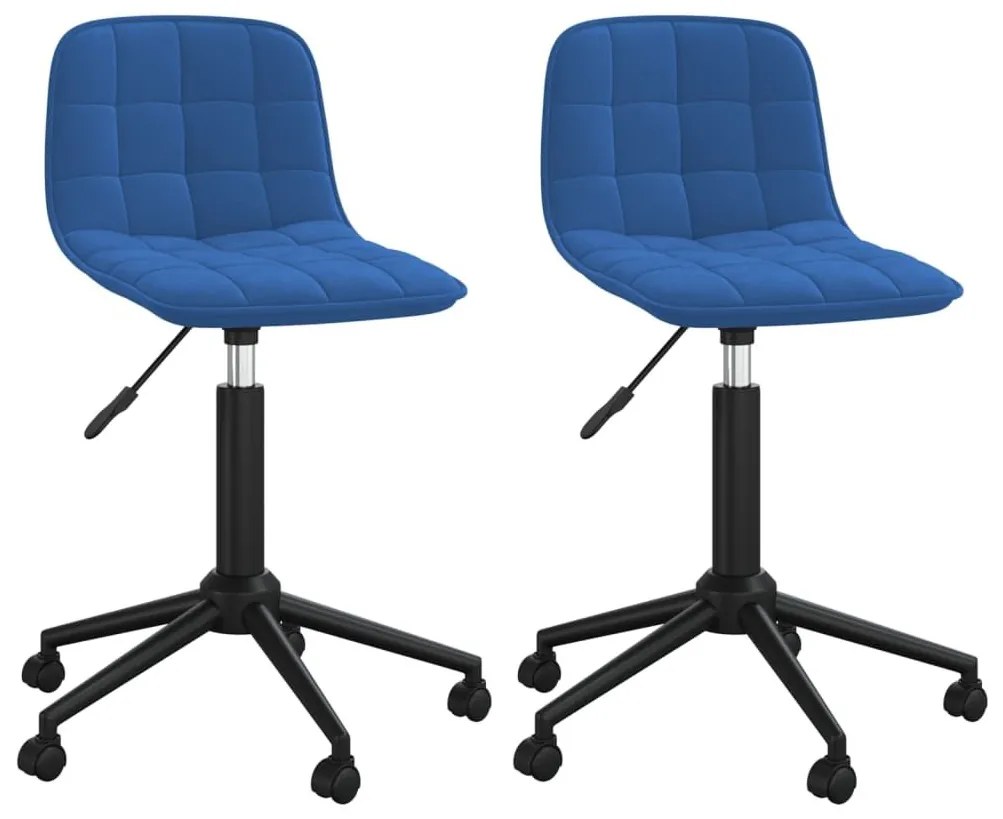 Καρέκλες Τραπεζαρίας Περιστρεφόμενες 2 τεμ. Μπλε Βελούδινες - Μπλε