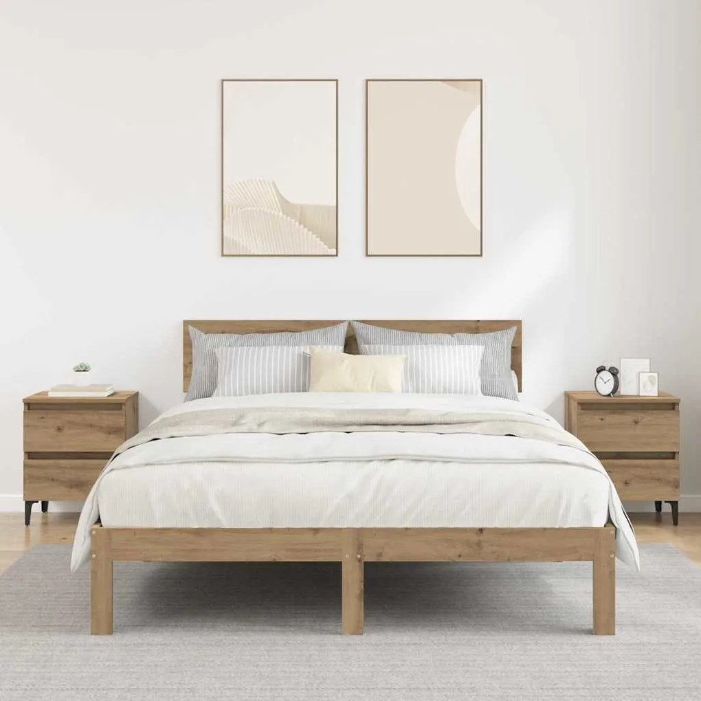 vidaXL Κομοδίνο 2 pcs artisan δρυς 40 x 35 x 50 εκ. Επεξεργασμένο ξύλο