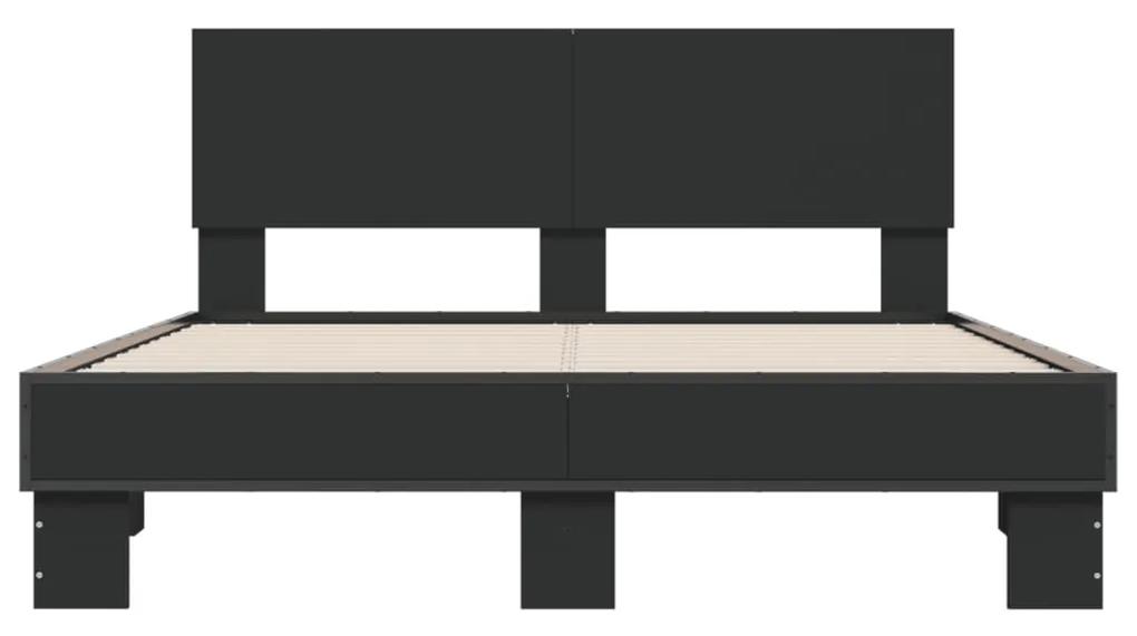 vidaXL Πλαίσιο Κρεβατιού Μαύρο 140 x 190 εκ. Επεξ. Ξύλο & Μέταλλο