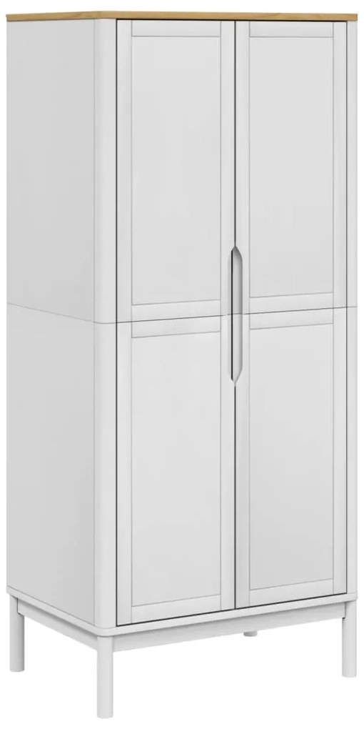 vidaXL Ντουλάπα FLORO Λευκή 77 x 53 x 171 εκ. από Μασίφ Ξύλο Πεύκου