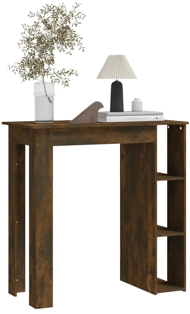 vidaXL Τραπέζι Κονσόλα με Ράφι Καπνιστή Δρυς 102x50x103,5εκ Επεξ. Ξύλο