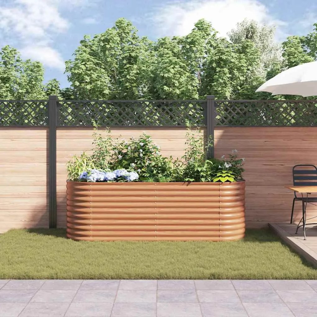 vidaXL Υπερυψωμένη Ζαρντινιέρα Καφέ 240 x 80 x 81 cm Ατσάλι