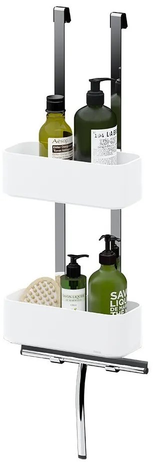 Ραφιέρα Μπάνιου 2-Store 1500210146 Με Κρεμάστρα 11,5x25x65cm White Tiger Ατσάλι,Πλαστικό