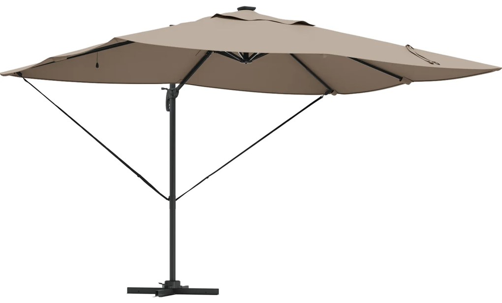 vidaXL Ομπρέλα με βραχίονα Roma με LEDs Ταμπά 352x251x265 cm Αλουμίνιο