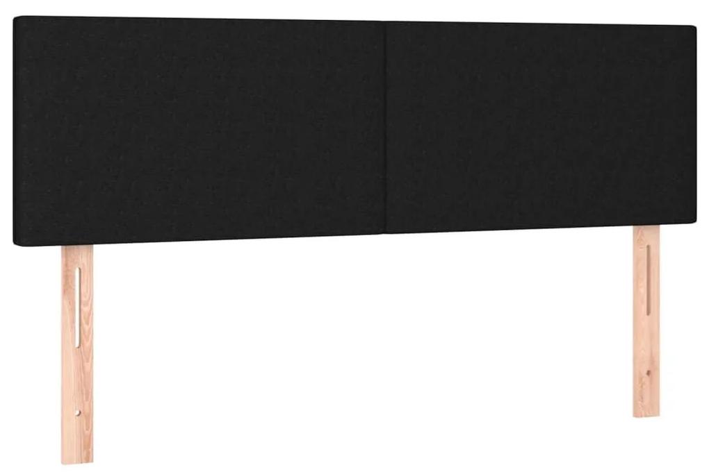 Κρεβάτι Boxspring με Στρώμα &amp; LED Μαύρο 140x200 εκ. Υφασμάτινο - Μαύρο