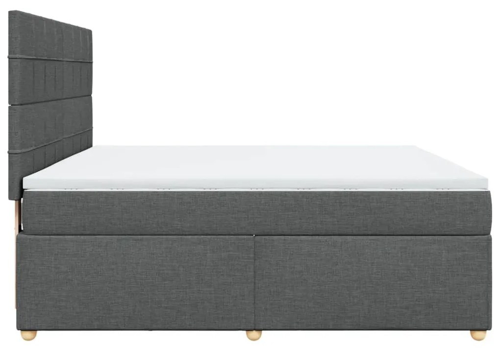 vidaXL Κρεβάτι Boxspring με Στρώμα Σκούρο Γκρι 180x200 εκ Υφασμάτιν