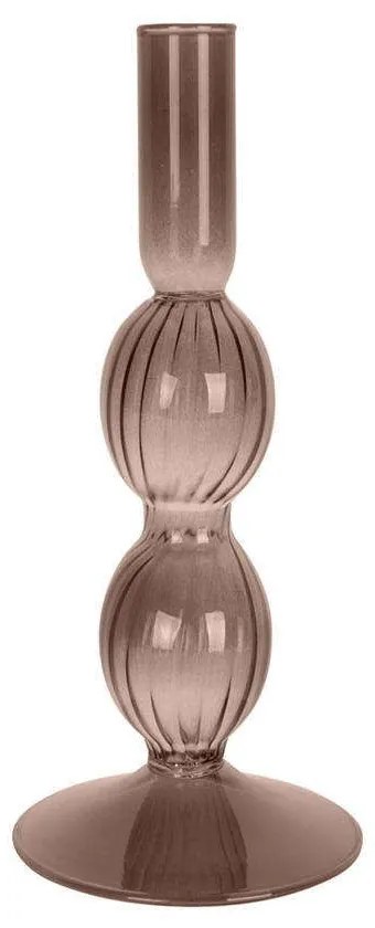 Κηροπήγιο Swirl Bubbles PT3727BR Φ9x25cm Brown Present Time Glass