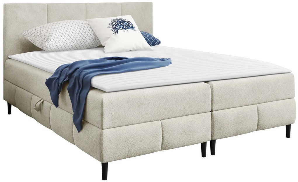 Επενδυμένο κρεβάτι Box Best II-Krem-140 x 200