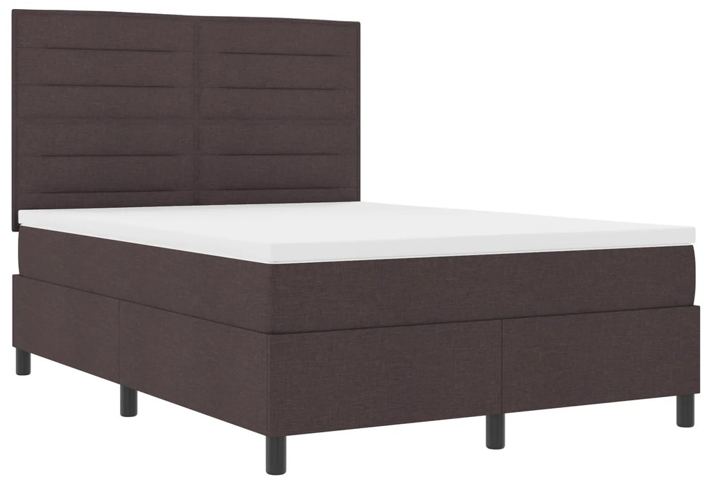 vidaXL Κρεβάτι Box Spring με Κουβάρι Σκούρο Καφέ 160x200 εκ Ύφασμα