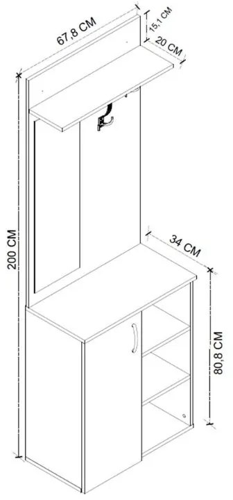 Έπιπλο εισόδου Norva Megapap χρώμα sapphire oak - ανθρακί 67,8x36,3x200,6εκ. - GP041-0083,1