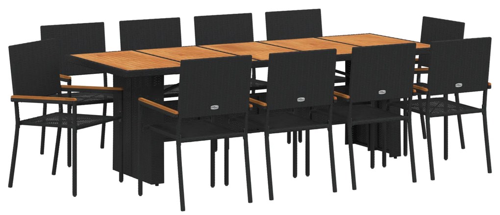 vidaXL Σέτ φαγητού για κήπο 11 pcs Μαύρο 10 Θέσεις