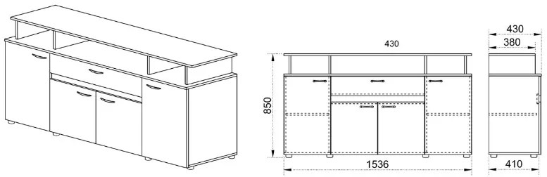 Τουαλέτα 1213056 Καρυδί, 154x43x85, Genomax