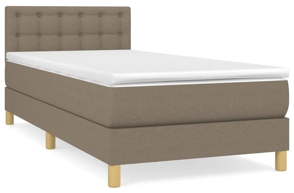 Κρεβάτι Boxspring με Στρώμα Taupe 90x200 εκ. Υφασμάτινο - Μπεζ-Γκρι