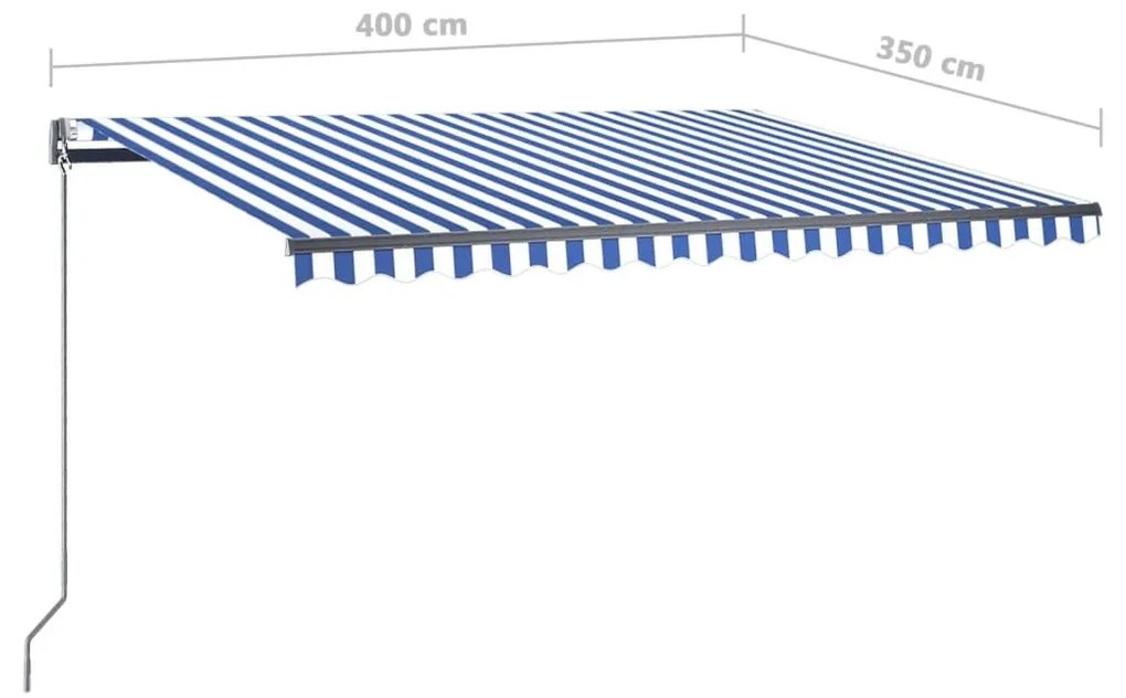 Τέντα Αυτόματη Ανεξάρτητη Μπλε/Λευκό 400 x 350 εκ. - Μπλε