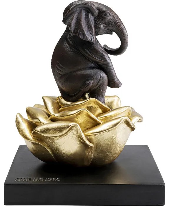 Διακοσμητικό Επιτραπέζιο Blossom Elephant Μαύρο/Χρυσό 18x18x22εκ. - Μαύρο