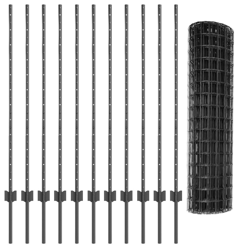 vidaXL Ευρωπαϊκό Φράχτη με 22 Πόδια Γκρι 1,2x25 μ Ατσάλι
