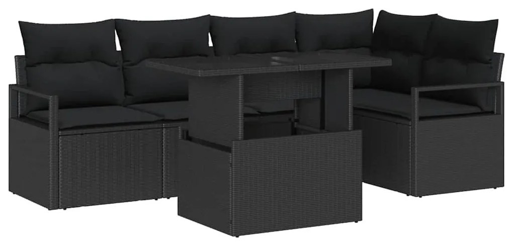 vidaXL Σετ Καναπέ Κήπου με μαξιλάρι 6 pcs Μαύρο 100 x 55 x 73 εκ