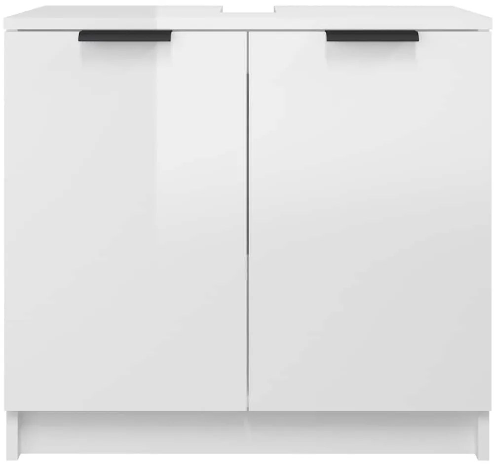 vidaXL Ντουλάπι Μπάνιου Γυαλιστερό Λευκό 64,5x33,5x59εκ. Επεξεργ. Ξύλο