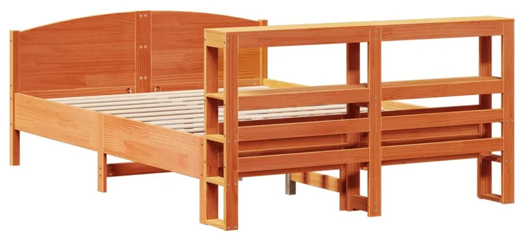 vidaXL Σκελετός Κρεβ. Χωρίς Στρώμα Καφέ Κεριού 135x190 εκ Μασίφ Πεύκο