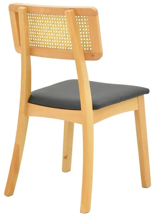 Καρέκλα Renna ξύλο οξιάς σε φυσική απόχρωση με μαύρο pu μαξιλάρι 48x52x79εκ 2αδα 48x52x79 εκ.