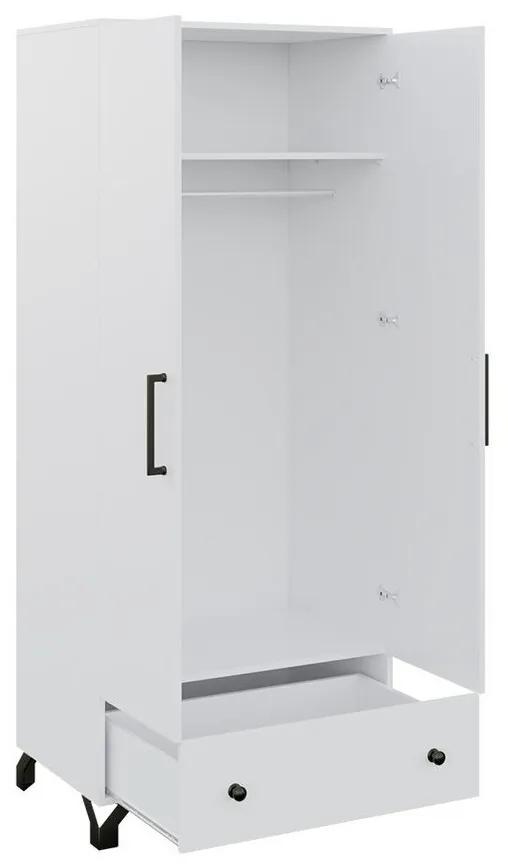 Παιδικό δωμάτιο Omaha L114, 217 kg, Άσπρο, Γυαλιστερό λευκό, Πλαστικοποιημένη μοριοσανίδα, Πόρτες ντουλάπας: Με μεντεσέδες, Στυλ: Μοντέρνο