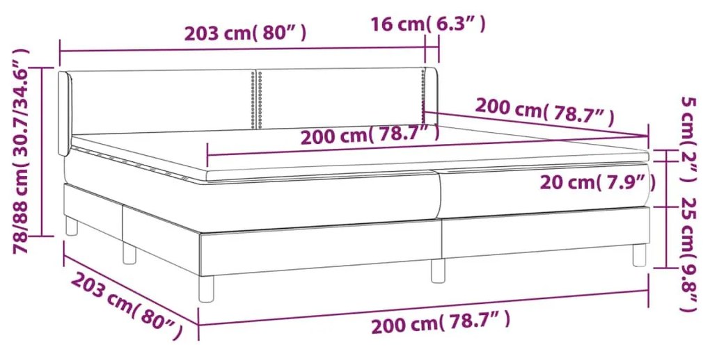 Κρεβάτι Boxspring με Στρώμα Μαύρο 200x200 εκ. Υφασμάτινο - Μαύρο