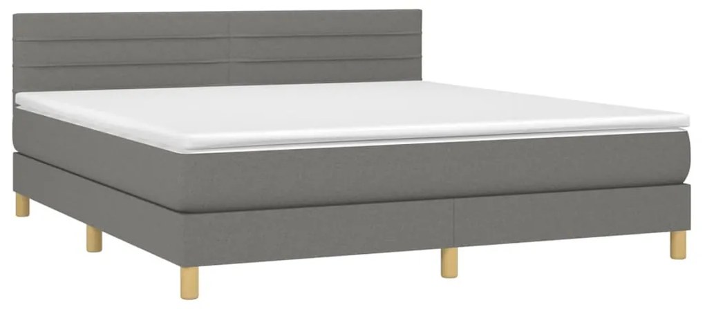 ΚΡΕΒΑΤΙ BOXSPRING ΜΕ ΣΤΡΩΜΑ &amp; LED ΣΚ.ΓΚΡΙ 180X200 ΕΚ ΥΦΑΣΜΑΤΙΝΟ 3133814