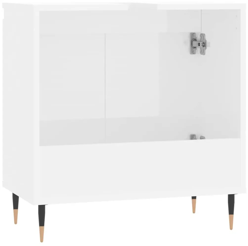 vidaXL Ντουλάπι Μπάνιου Γυαλ. Λευκό 58 x 33 x 60 εκ. από Επεξεργ. Ξύλο