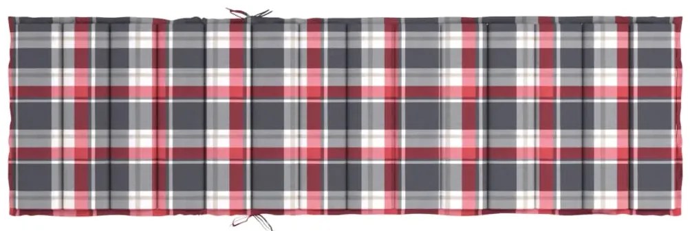 vidaXL Μαξιλάρι Ξαπλώστρας Κόκκινο Καρό 200x60x3 εκ. από Ύφασμα Oxford