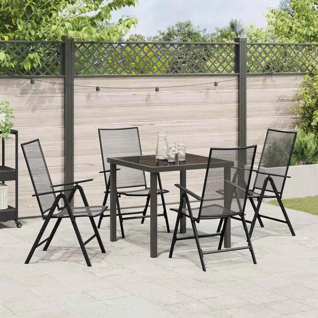 vidaXL Σέτ φαγητού για κήπο Πτυσσόμενος 5 pcs Ανθρακί Ατσάλι
