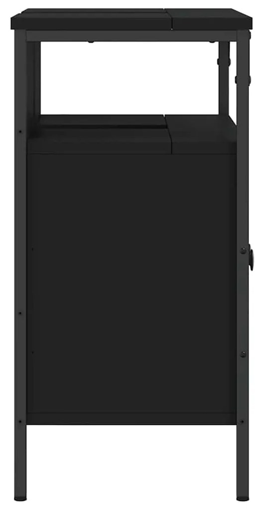vidaXL Ντουλάπι Νιπτήρα Μπάνιου Μαύρο 60x30x60 εκ. Επεξεργασμένο Ξύλο