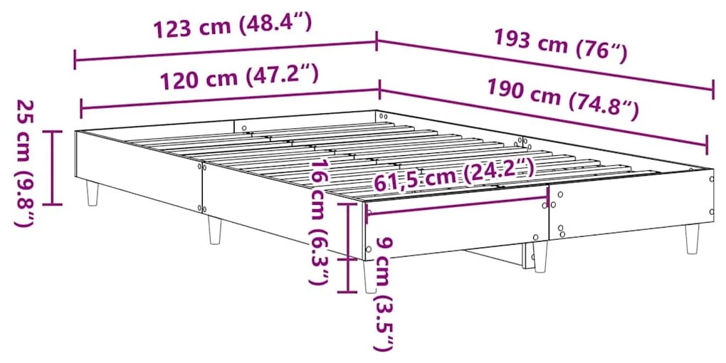 ΠΛΑΙΣΙΟ ΚΡΕΒΑΤΙΟΥ ΧΩΡΙΣ ΣΤΡΩΜΑ 120 X 190 ΕΚ. ΕΠΕΞΕΡΓΑΣΜΕΝΟ ΞΥΛΟ 861075