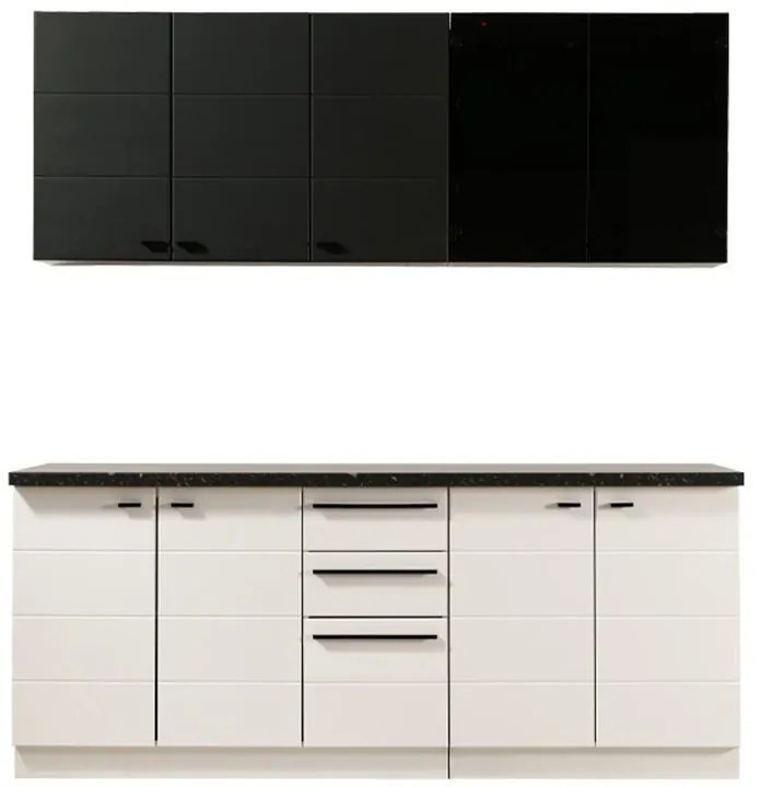 Σύνθεση Κουζίνα Claudia 200 Λευκό - Μαύρο 200x51/31x200 εκ. 200x51x200 εκ.