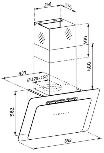 Απορροφητήρας Pyramis Vetrio White 60 εκ.