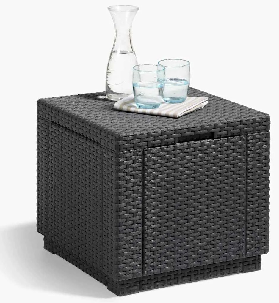 Keter Σκαμπό με Αποθηκευτικό Χώρο Cube Χρώμα Γραφίτης