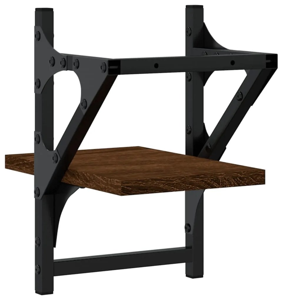 vidaXL Ράφια Τοίχου με Μπάρα 2 τεμ. Καφέ Δρυς 20x25x30 εκ.